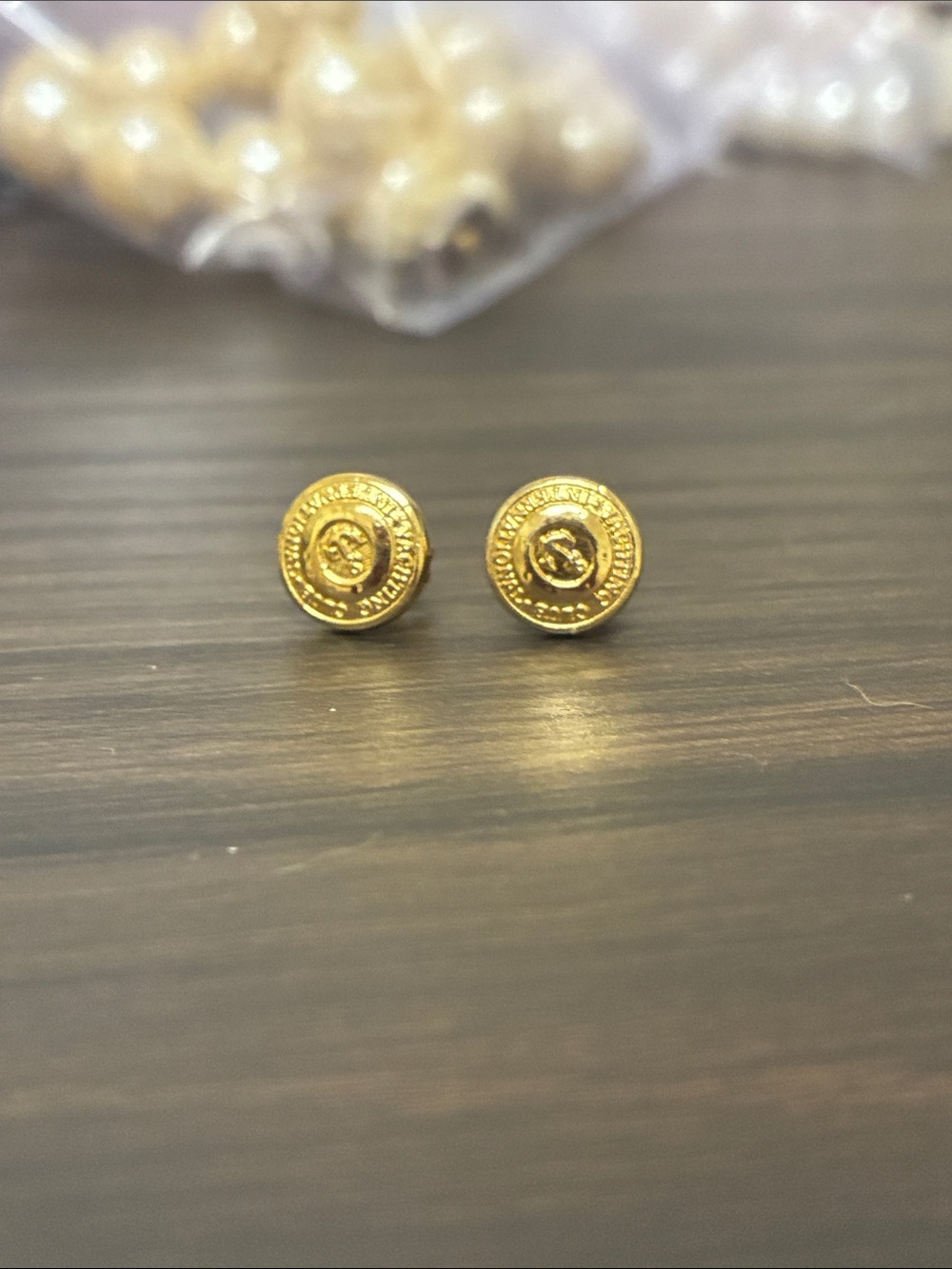 Gold Nautical Button Stud Earrings - Women Jewelry